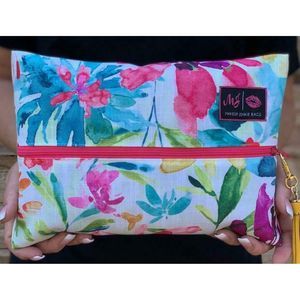 Makeup Junkie Bright Watercolor Floral Zipper Bag